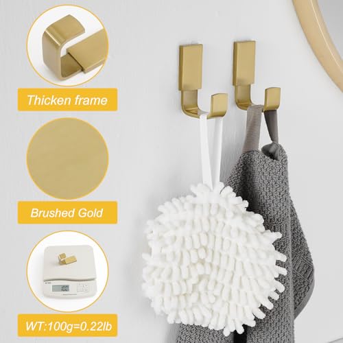 BESy Brass Clothes Hook Single Towel Hook for Bathroom Kitchen Garage Square Style Robe Hooks Coat and Hat Hook, Wall Mounted with Screws, Two Packs, Brushed Gold - color: Brushed Gold, size: 2 Pack