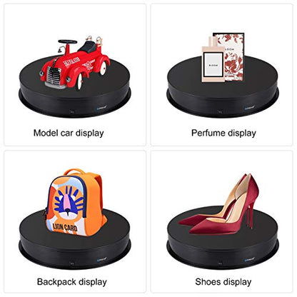 PULUZ 360 Degree Photography Turntable Rotating Display Stand, 11.2in(28cm) Diameter 360 Degree Turntable Display Stand for Photography Video Shooting Props Jewelry, Max Load 44Lb (Black) - size: 11.3inch/Black