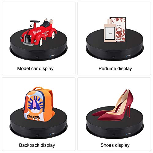 PULUZ 360 Degree Photography Turntable Rotating Display Stand, 11.2in(28cm) Diameter 360 Degree Turntable Display Stand for Photography Video Shooting Props Jewelry, Max Load 44Lb (Black) - size: 11.3inch/Black