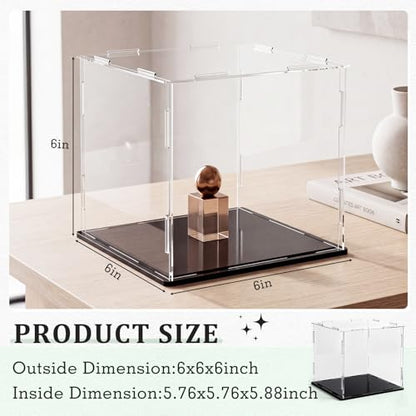 Yungyan 1 Pack Clear Self-Assembly Acrylic Display Case Transparent Dust Proof Protection Showcase for Figurine Collectibles Basketball Soccer Football Helmet (6 x 6 x 6 Inch) - size: 6 x 6 x 6 Inch