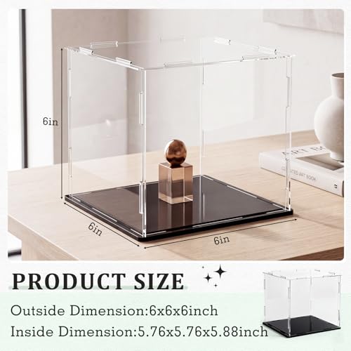 Yungyan 1 Pack Clear Self-Assembly Acrylic Display Case Transparent Dust Proof Protection Showcase for Figurine Collectibles Basketball Soccer Football Helmet (6 x 6 x 6 Inch) - size: 6 x 6 x 6 Inch
