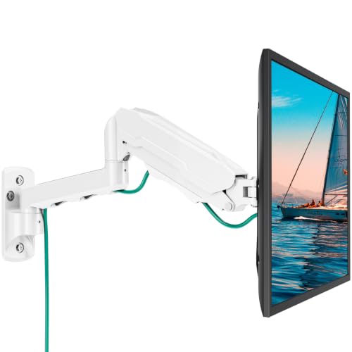 MOUNT PRO Single Monitor Wall Mount for 13 to 32 Inch Computer Screens, Height Adjustable Wall Mount Monitor Arm Holds Up to 19.8lbs, Full Motion Wall Bracket, VESA Mount 75x75, 100x100, White - color: White, size: Single