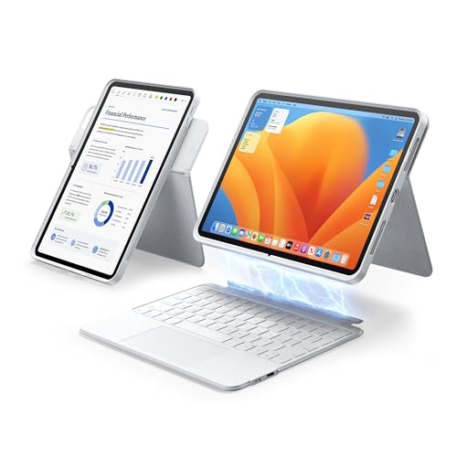 HOU 360° Rotating & Detachable Keyboard Case for 11" iPad A16 & 10.9" iPad 10th Generation, 155° Adjustable Stand, Stylus Slot, Multi-Touch Trackpad, 7- Colors Backlit, Full Protection Cover, White - color: White, size: For iPad A16 & iPad 10th generation