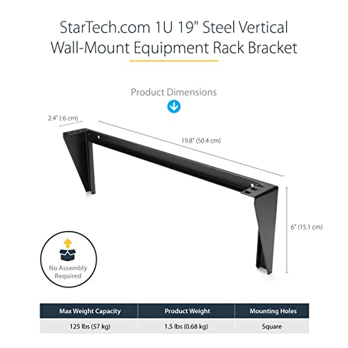 StarTech 1U Vertical Wall-Mount Patch Panel Rack, 125lb, TAA (RK119WALLV) - size: 1U