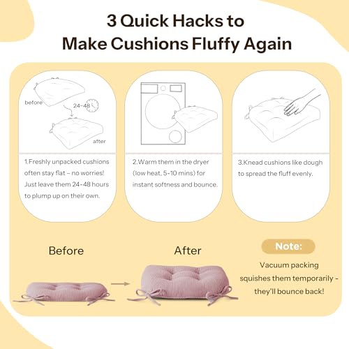 Indoor Kitchen Chair Cushions Set of 4 18"X16.5"X3" Soft Anti Slip Dining Chair Pads Tufted Kitchen Seat Cushion with Ties, Light Pink - color: Light Pink