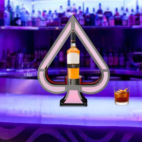 LED Lighted Liquor Bottle Display Shelf Ace of Spades Bottle Display Stand with Remote Control 7 Color Adjustable Glowing Wine Bottle Display LED Champagne Bottle Presenter for Bar Nightclub Party - color: Silver-ace of Spades