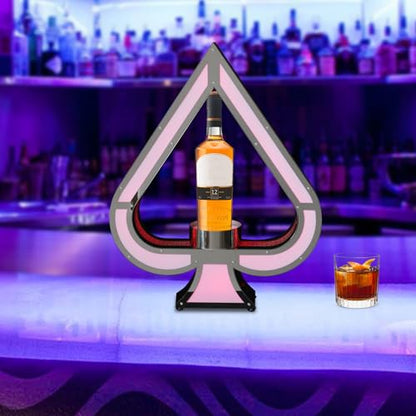 LED Lighted Liquor Bottle Display Shelf Ace of Spades Bottle Display Stand with Remote Control 7 Color Adjustable Glowing Wine Bottle Display LED Champagne Bottle Presenter for Bar Nightclub Party - color: Silver-ace of Spades