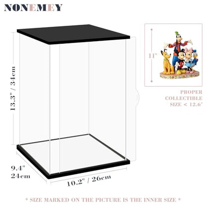 NONEMEY Clear Acrylic Display Case with Remote Control Light for Collectibles, Dustproof Model Showcase Organizer Box, Display Case for Collectibles (10.2x9.4x13.4inch,26x24x34cm) - size: 10.2×9.4×13.3 inch, 26×24×34 cm