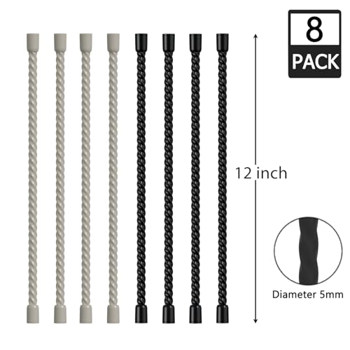 8PCS Silicone Cable Ties 12 Inch Reusable Twist Ties Steel-Core Cable Tie Straps Organizer All Purpose Bendable Cord Tie for Indoor Outdoor Bundling Holding Securing and Wrapping (Black White) - color: Black & White, size: 12-Inch (8PCS)