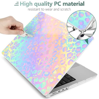 DONGKE Case for MacBook Pro 14 Inch (2026-2021 Release, M5 M4 M3 M2 M1 Pro/Max Chip), Plastic Slim Hard Shell Protective Cover with Keyboard Cover & Screen Protector, Leopard Print - color: Leopard Print