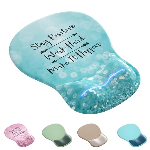 Ergonomic Mouse Pad with Wrist Rest,Cute Gel Mousepad Wrist Support - Small Mini Portable for Travel Mouse Pads for Desk Laptop,Computer,Office & Home Decor (Glitter Green) - color: C-Glitter Green