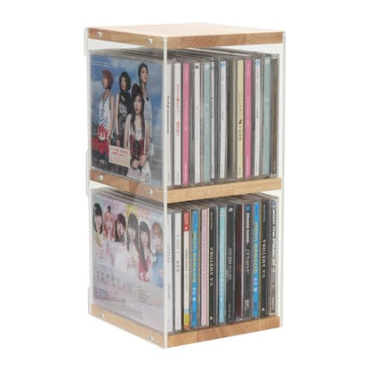 Rainmae CD Holder Desk Rack Organizer, Wooden CD Holder Stand, CD Storage Rack, Game Disc Display CD Organizer Desk Stand Protection Storage Cube, Fit for Theatre Room Collectibles Holds 24 CD Case - size: S