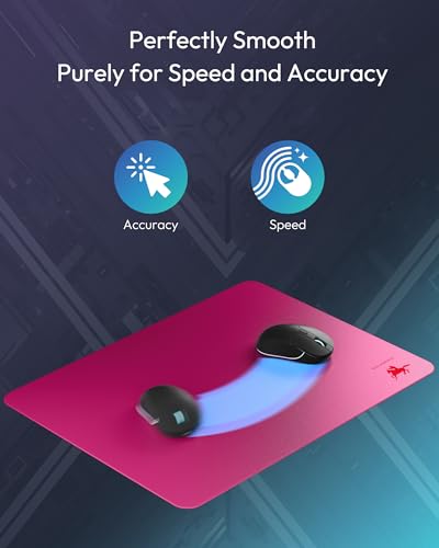 Tempered Glass Gaming Mouse Pad, Micro-Etched Ultra-Smooth Surface, Hard Mouse Pad for Fast Glide, Precision Tracking, Speed & Control, Non-Slip Base, 16.1" x 12.2" - color: Rose