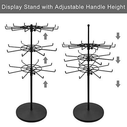 Polmart Heavy Duty Dual Heights (Stand & Tiers) Adjustable Countertop Spinner Display Stand (Black, 3-Tier) - color: Black