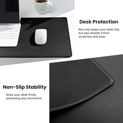 ALOANES Large Gaming Mouse Pad with Non-Slip Rubber Base,Stitched Edge,Desk mat for Laptop,Computer & PC, Wristing Pad for Gamer,Office & Home,Classic Black XL 11.81''x31.50''x0.12'' | Black Desk Mat Mousepad for Computer Gamer Office Home XL 27.6"x11.8"x