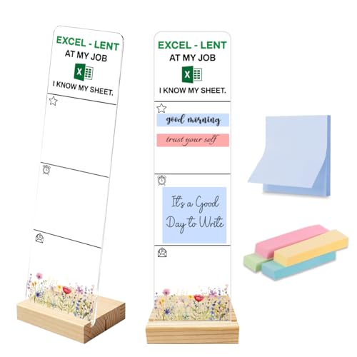 Sticky Note Holder Acrylic Monitor Memo Board Desk Organizers and Accessories Desk Decor Post It Note Holder with 200Pcs Sticky Notes Excel Funny Office Worker Desk Sign - color: Excel