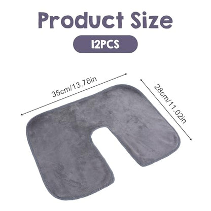 12 Pack Microfiber Face Cradle Covers, Large Soft Reusable Non-Stick Massage Headrest Protectors for Any Professional SPA Tables & Chairs, Charcoal Gray