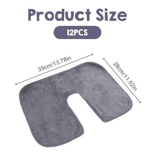 12 Pack Microfiber Face Cradle Covers, Large Soft Reusable Non-Stick Massage Headrest Protectors for Any Professional SPA Tables & Chairs, Charcoal Gray
