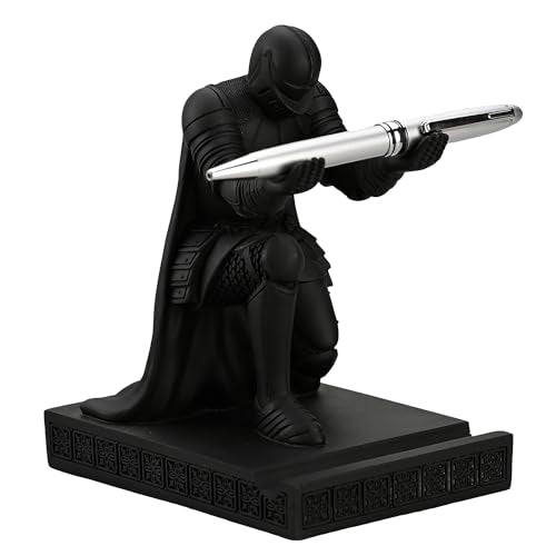 Windbreaker Soldier Knight Pen Holder Personalized Desk Accessory, Mobile Phone & Gaming Controller Holder, Device Stand Gift for Medieval Enthusiasts (Black) - color: Black