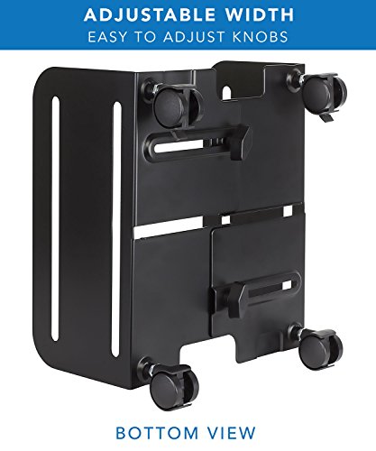 Mount-It! Computer Tower Stand, Adjustable PC Tower Cart with Lockable Caster Wheels, Heavy-Duty Steel Ventilated CPU Holder, 22 lbs, Fits 4.87-8.5 Inch Wide, for Floor Carpet Under Desk, Black