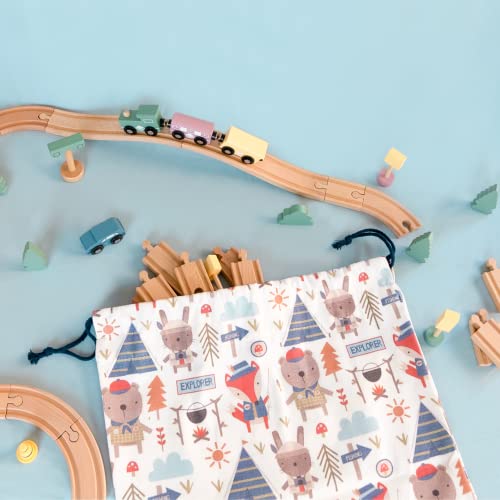Gather & Knot Drawstring Gift Bags | Premium Canvas | 22" Extra Large | Reusable Fabric Wrap for Boys Baby Shower or Birthday | XL Adventure Flat Bottom - color: XL Adventure