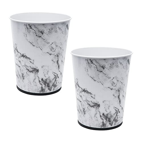 Bath Bliss 5 Liter Small Wastebasket | 2 Pack | Round Open Top | Trash Can | Bathroom | Bedroom | Kitchen | Office | Dorm | Disposal Waste Bin | Garbage | Marble - color: Marble, size: 2 Pack