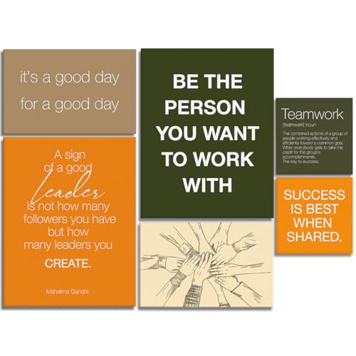 YEOION Army Green Motivational Teamwork Office Wall Decor,Inspirational Team Work Wall Art Canvas Frame Artwork for Office Workplace Breakroom Wall Decor Set of 6 - color: Colour15, size: 14.6 x 11.5 inches