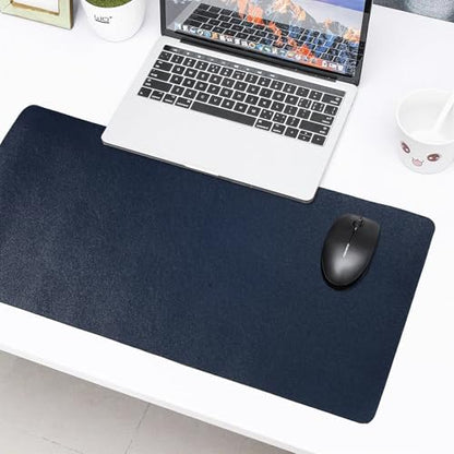 23.6" x 11.8" Non-Slip PU Leather Desk Pad Protector, Waterproof Mouse Pad Mat, Ultra Thin Laptop Writing Desk Blotter for Office and Home - color: Dark Blue