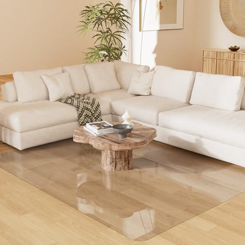 6'×9' Crystal Transparent Floor Mat for Under Kitchen Table, Water-Resistant Easy Care Plastic Area Rug Protector Cover, No Spill Easy Flat Floor Protector for Living Room, Art Studio - color: Crystal Transparent, size: 6' x 9' (Rectangular)