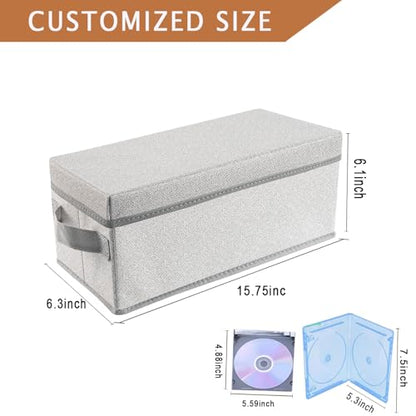 CD/DVD Storage Box Universal, Stackable CD/DVD Organizer with lid, Blu-ray disc Media Holder, Video Game Disk, Album, 4Pack can Hold 180cd / 80dvd Beige - size: 4pack beige