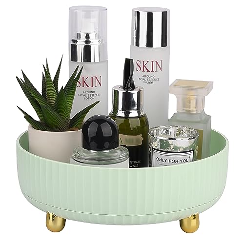 Anyoifax Makeup Perfume Organizer Tray 360 Degree Rotating Lazy Susan Skincare Lotion Organizer Spinning Cosmetics Storage for Dresser, Vanity, Bathroom Countertop, Small Light Green - color: Green, size: 9 "