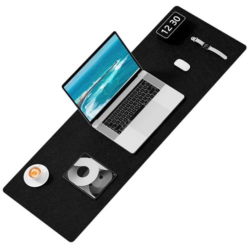 Hsurbtra Desk Pad, 48" x 17" PU Leather Desk Mat, XXXL Extended Mouse Pad, Waterproof Desktop Blotter Protector, Non-Slip Ultra Thin Large Laptop Keyboard Writing Mat for Office Home, Black - color: Black, size: 48" x 17"