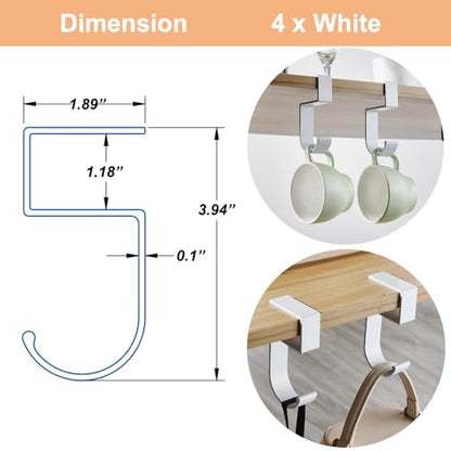 4Pcs Desk Hook Nail Free Clamp-On Under Desk Schoolbag and Handbag Hanger - Suitable for under 3cm/1.18 inch Thick Plate (4 White) - style: 5 type hooks white