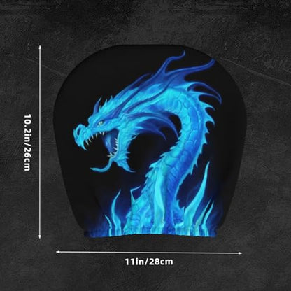 Dujiea 2 Pack Fire Blue Dragon Car Headrest Covers, Universal Soft Car Seat Head Rest Cover Protector, Vehicle Accessories Fabric Headrest Cover for Cars Vans Trucks - color: Fire Blue Dragon