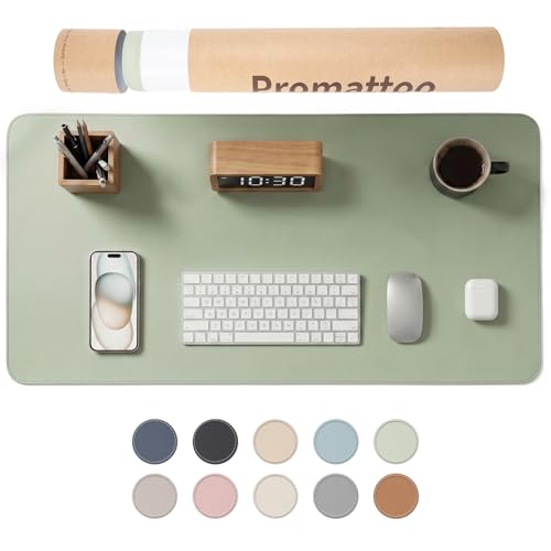 Large Desk Pad Non-Slip Desk Mat Protector for Keyboard Mouse Waterproof Vegan Leather Surface Faux Leather Laptop Mat Smooth Mouse Pad Premium Gift Tube Matcha Green 35" x 17" - color: Matcha Green, size: 35" x 17"