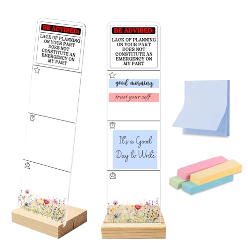 Sticky Note Holder Acrylic Monitor Memo Board Desk Organizers and Accessories Desk Decor Post It Note Holder with 200Pcs Sticky Notes Funny Office Warning Desk Sign - color: Planning