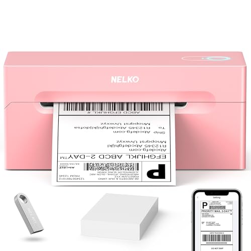 Nelko Bluetooth Thermal Shipping Label Printer, Wireless 4x6 Shipping Label Printer for Shipping Packages, Support Android, iPhone and Windows, Widely Used for Amazon, Shopify (Pink) - color: pink