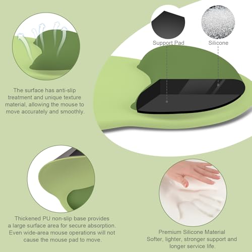 MOSISO Wrist Rest Support for Mouse Pad&Keyboard Set, Circle Curved Ergonomic Mousepad&Coaster Non-Slip Base Home/Office Pain Relief&Easy Typing Pad with Soft Cloth&Silicone Lining, Olive Green - color: Olive Green