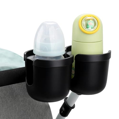 Accmor Stroller Cup Holder, Universal Cup Holder for Uppababy Nuna Doona Strollers, Bottle Drinks Holder for Wheelchair, Walker, Bike, Scooter - style: Double Cup Holder