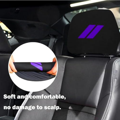 2PCS Car Headrest Covers Soft Black Fabric Car Seat Head Rest Cover Protector Compatible with Dodge Challenger Charger Durango RAM (Purple) - color: purple