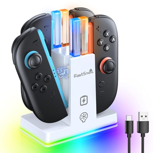 FASTSNAIL Charging Dock for Nintendo Switch 2(2025) for Joy-Con 2, Dual-Direction Magnetic Fast Controller Charger Station with 9 RGB Light & Charging Cable for Joycon 2 Stand Accessories - color: Pastel White, size: 7.9 inch