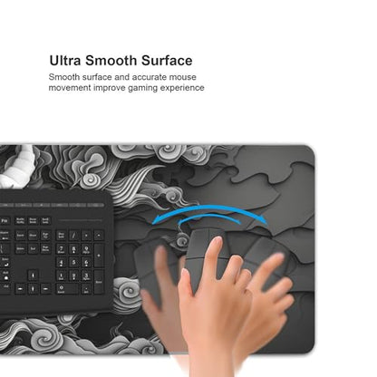Extended Gaming Desk Mat, XXL Japanese Demon MaskDesign,Non-Slip Rubber Base, Ultra Smooth Surface, 35.4 x 15.7 Inches - color: Samurai