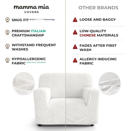 Premium Stretch Couch Covers for Sofa - Sofa Chair Cover Washable, Dogs & Pets Friendly - Elastic Polyester Loveseat Slipcovers - Non-Slip Love Seat Couch Covers - Crisp White (21"-39" Wide) - color: Crisp White, size: 21"-39" Wide
