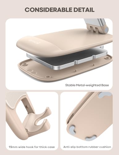 Lamicall Khaki Phone Holder for Desk - Cellphone Stand Khaki Desk Accessories Desktop Office Must Have Compatible Gifts for iPhone, Telephone Stand, 4-8'' Smartphone - color: Khaki