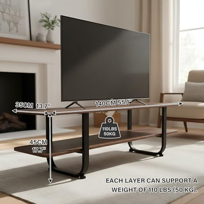 Tiita Bamboo TV Stand with Storage for TV up to 65 inch, Bamboo Rattan TV Console Entertainment Center with 2 Open Shelf, Mid Century Modern Media Console for Living Room, Bedroom - color: Grey