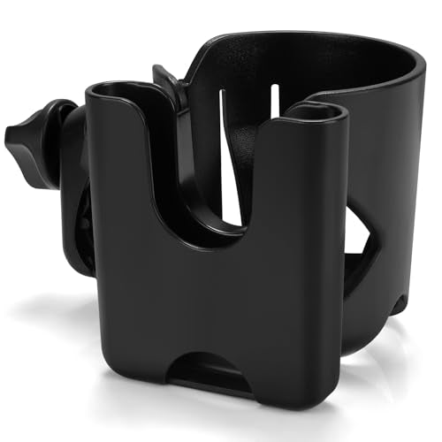 Accmor Stroller Cup Holder with Phone Holder, Universal Cup Holder for Walker Wheelchair Bike, 360° Rotatable Stroller Cup Holder Attachment Accessories for Walker, Wheelchair, Scooter - color: Black, Cup Phone Holder