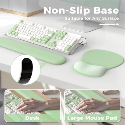 iCasso Keyboard Wrist Rest,Ergonomic Mouse Pad with Wrist Support,Acrylic Clear Keyboard Stand for Desktop,Non-Slip Mousepad Set for Office Home Gaming (Green) - color: Green