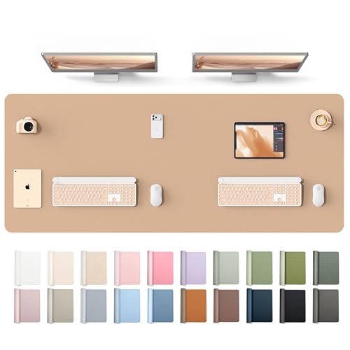 YSAGi Leather Desk Protector, Office Mat, Large Mouse Mat, Non-Slip PU Leather Blotter, Laptop Desk Mat, Waterproof Writing Pad for Office and Home(Latte, 63" x 24") - color: Latte, size: 63" x 24"