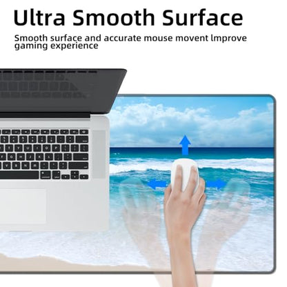 Galdas Gaming Mouse Pad XXL XL Large Long Extended Big Mousepad Non-Slip Rubber Keyboard Mouse Pad with Stitched Edges for Laptop Home Office (31.5x11.8x0.08 Inch) … (Wave 2025) - color: Wave 2025