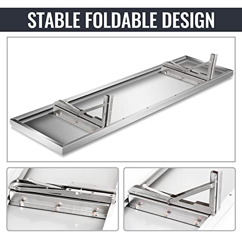 Concession Shelf 72L x 12W Inch, Stainless Steel Drop Down Folding Serving Food Shelf Stand Serving for Concession Windows - size: 72L x 12W